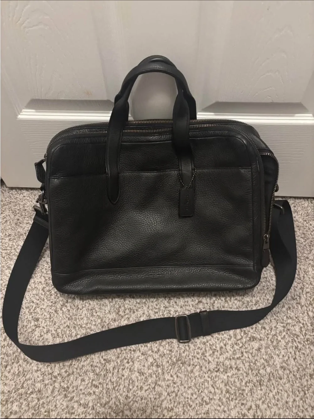Coach Hamilton Black Pebbled Leather Laptop Briefcase- NEVER USED!